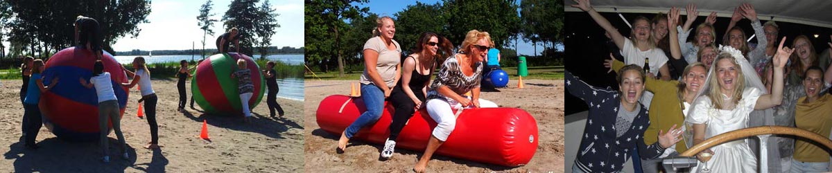 Sportief en actief vrijgezellenfeest vrouwen op Strand Horst in Harderwijk.